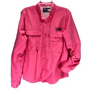Spicy Tuna‎ Mens Long Sleeve Button Up Fishing Shirt Sun Protection Pink M